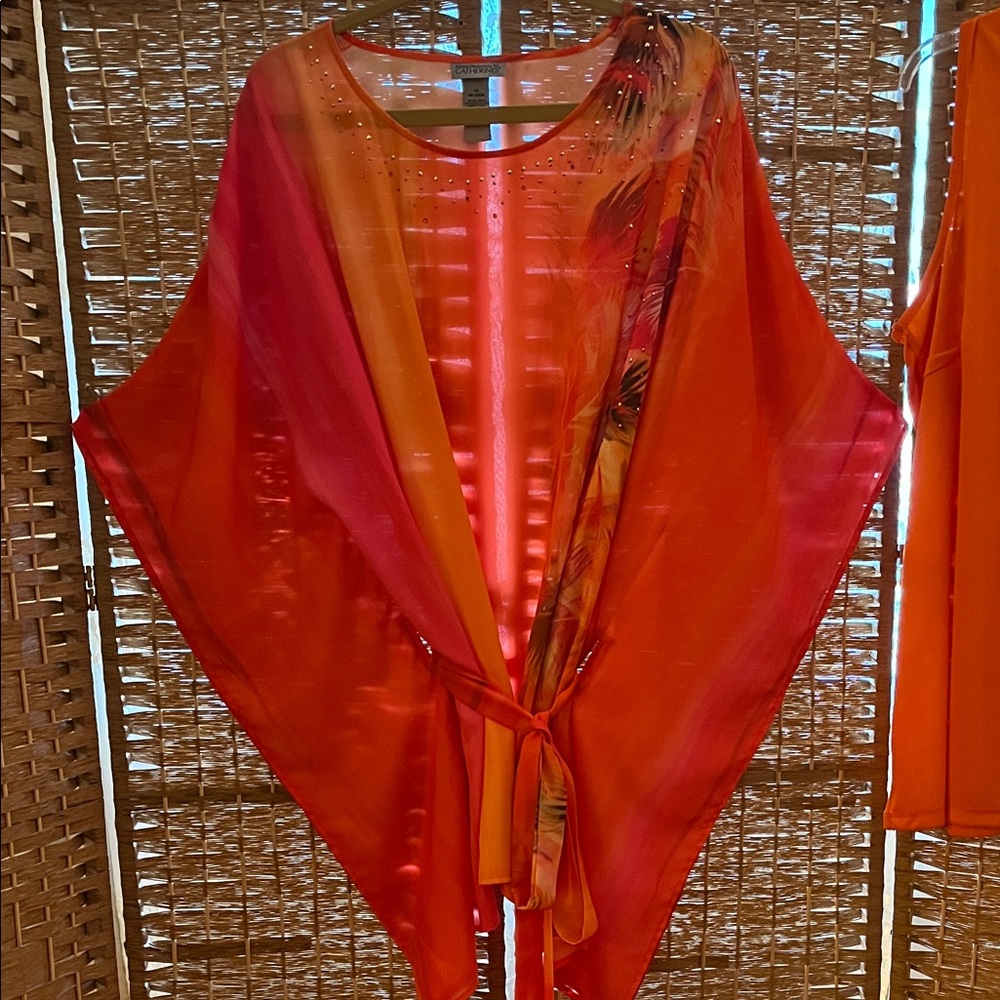 Elegant Orange Women's Top with a Companion Shell